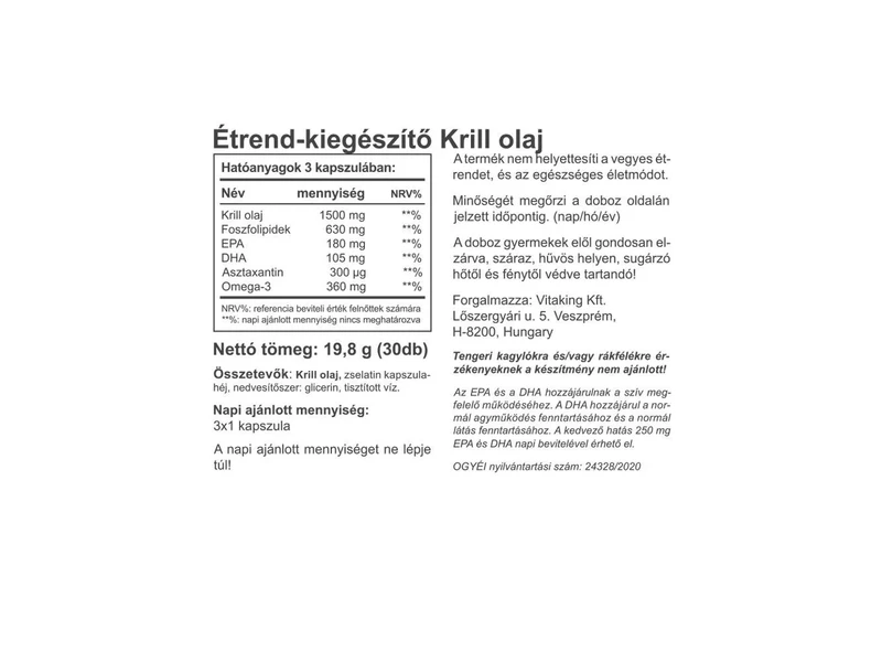 VitaKrill olaj 500 mg gélkapszula 30 db (Vitaking)