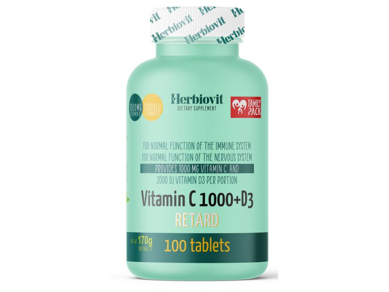 Herbiovit Vitamin C1000+D3 Retard tabletta 100db