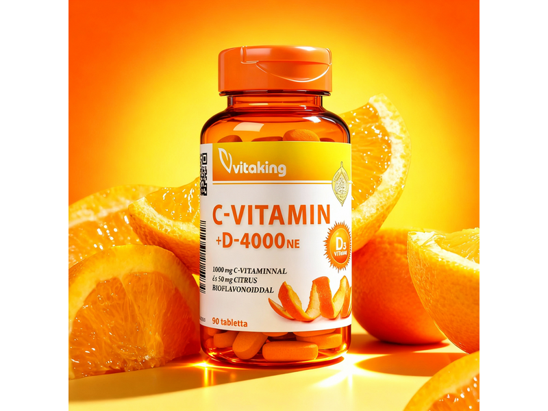 Vitaking C-1000 + D-4000 NE vitamin tabletta 90db