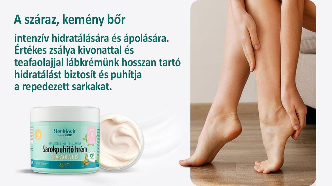 Herbiovit Sarokpuhító krém teafaolajjal száraz és kemény bőr ápolására