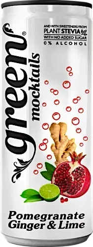 GREEN Mocktails Gránátalma, Gyömbér & Lime - szénsavas, steviával, dobozos 330ml