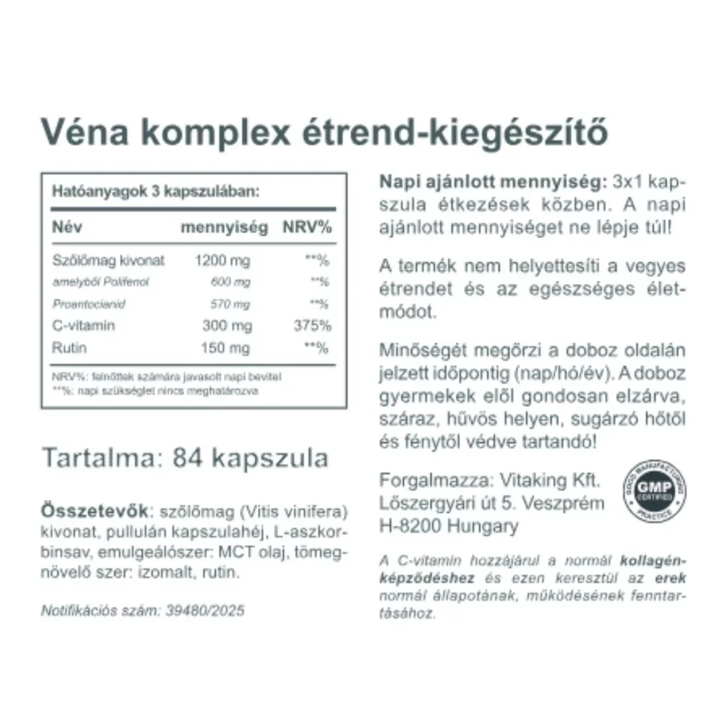 VK Véna komplex (Szőlőmag + Rutin + C-vitamin) 84db