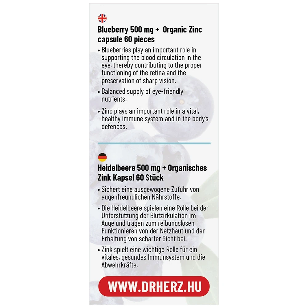 Dr.Herz Fekete Áfonya 500 mg + Szerves Cink 60 db kapszula