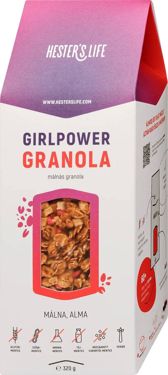 Hester's Life Girlpower Granola - (Málnás) 320 g