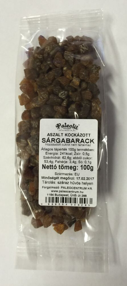 Aszalt sárgabarack kocka cukor kénmentes 100g Paleolit
