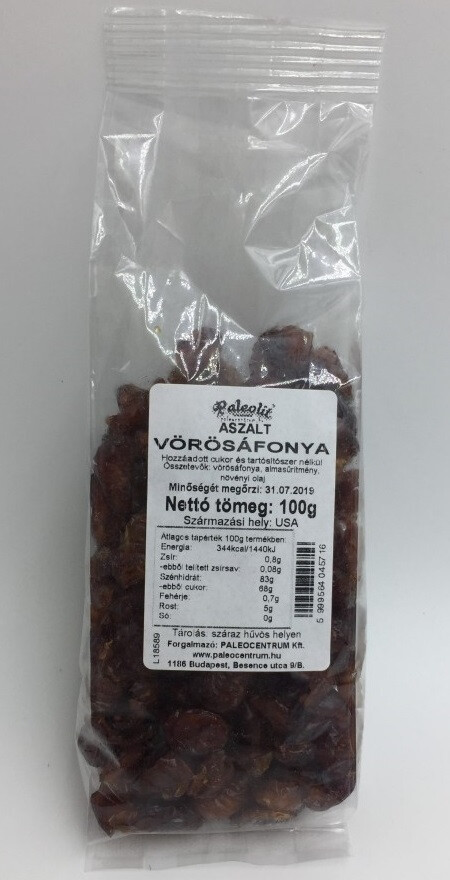 Aszalt vörösáfonya 100g Paleolit