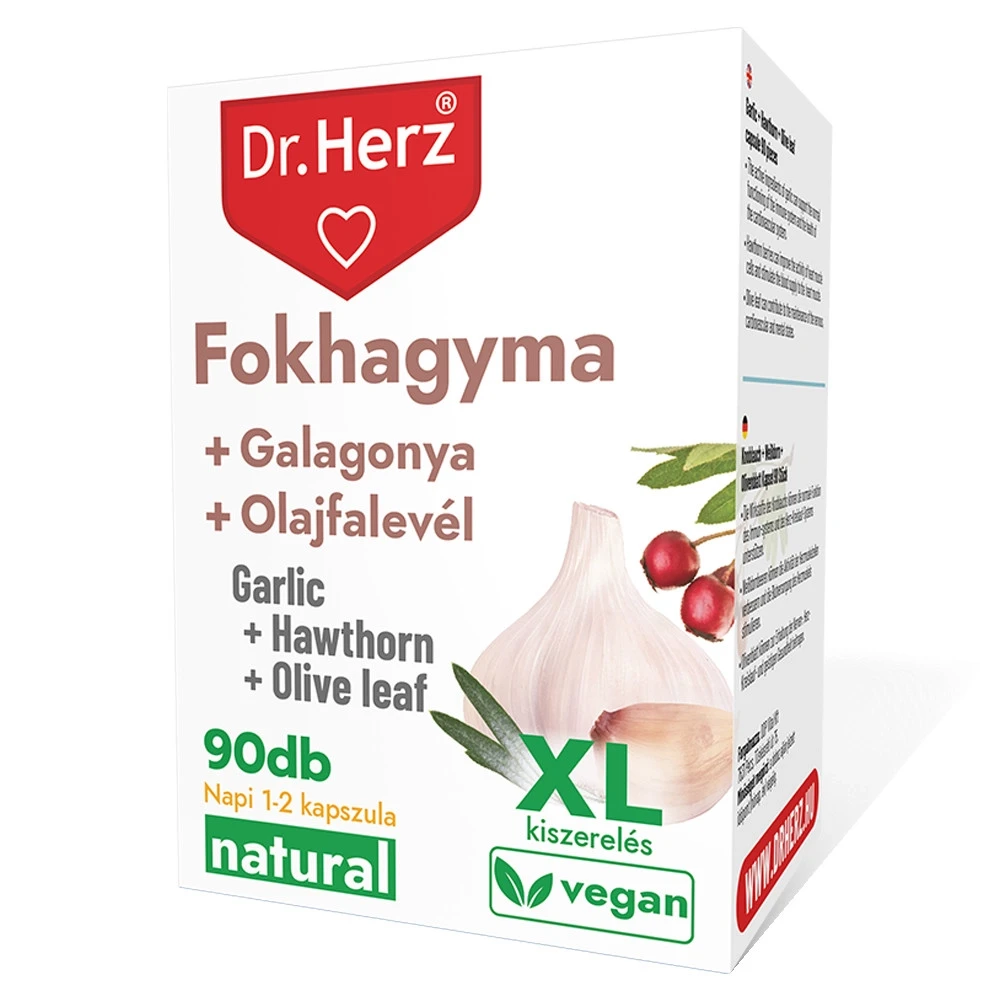 Dr. Herz Fokhagyma + Galagonya + Olajfalevél XL 90 db Kapszula
