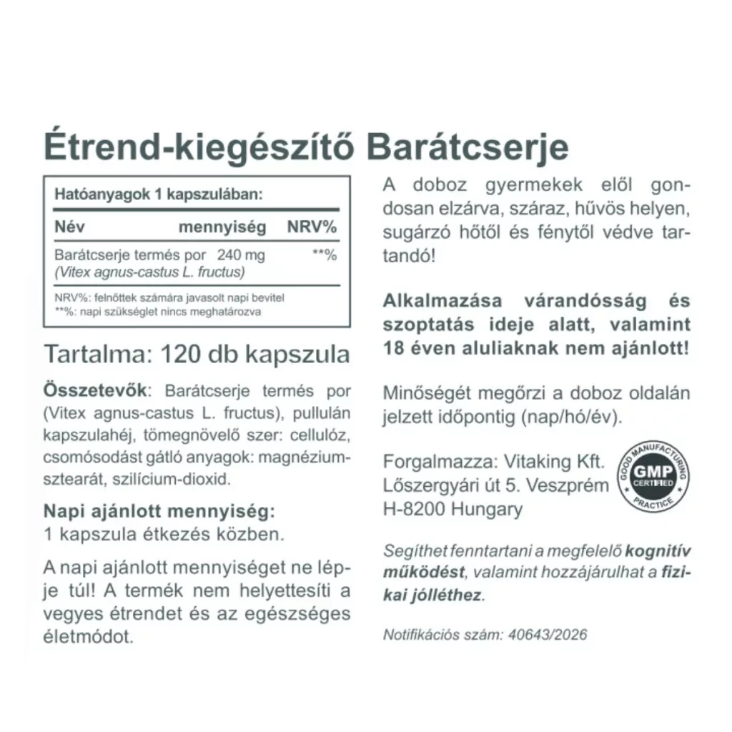 Vitaking Barátcserje 120 Caps.