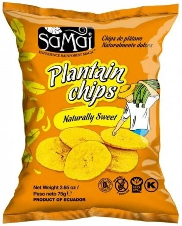 Plantain (főzőbanán) chips natúr édes 75g SAMAI