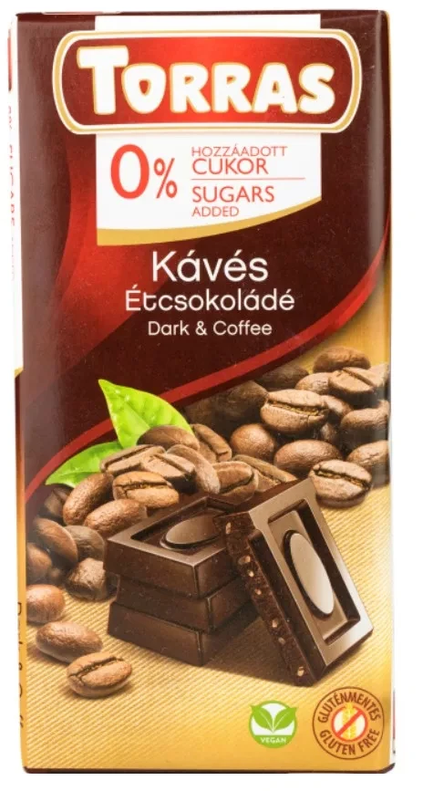 Torras Kávés étcsokoládé hozzáadott cukor nélkül 75g