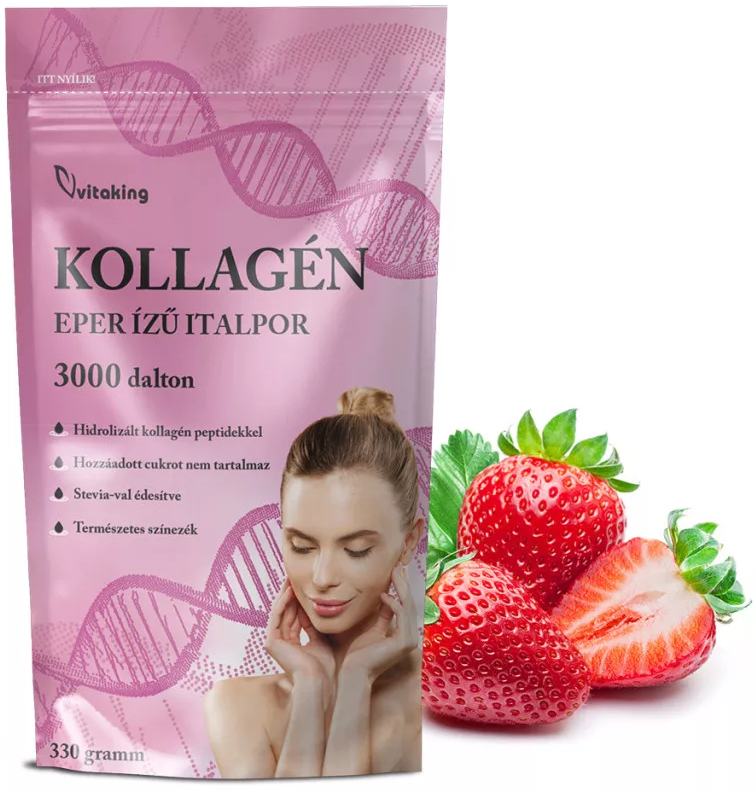 VK Kollagén Eper ízű italpor 3000 dalton 330g