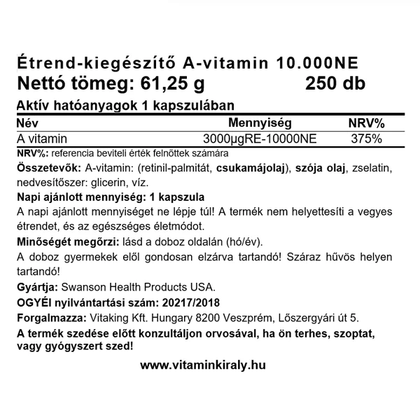 SW A-10000 IU gélkapszula 250db