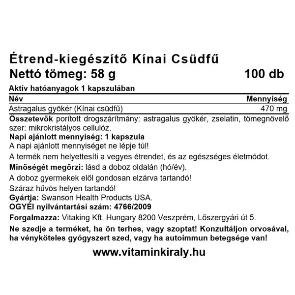 Swanson Astragalus 470mg 100db