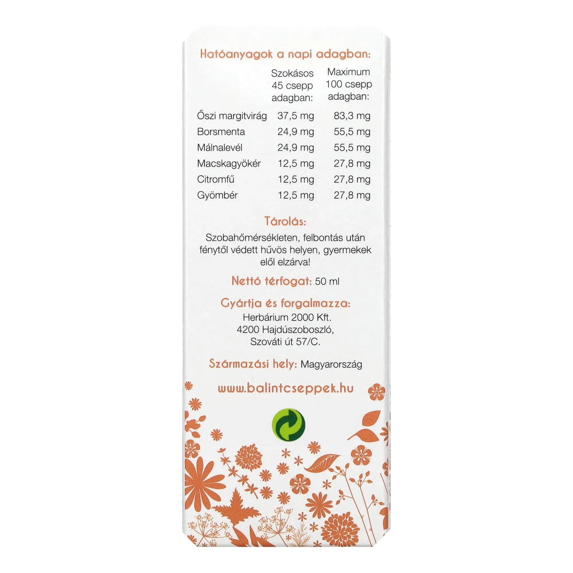 Bálint őszi margitvirág csepp 50ml