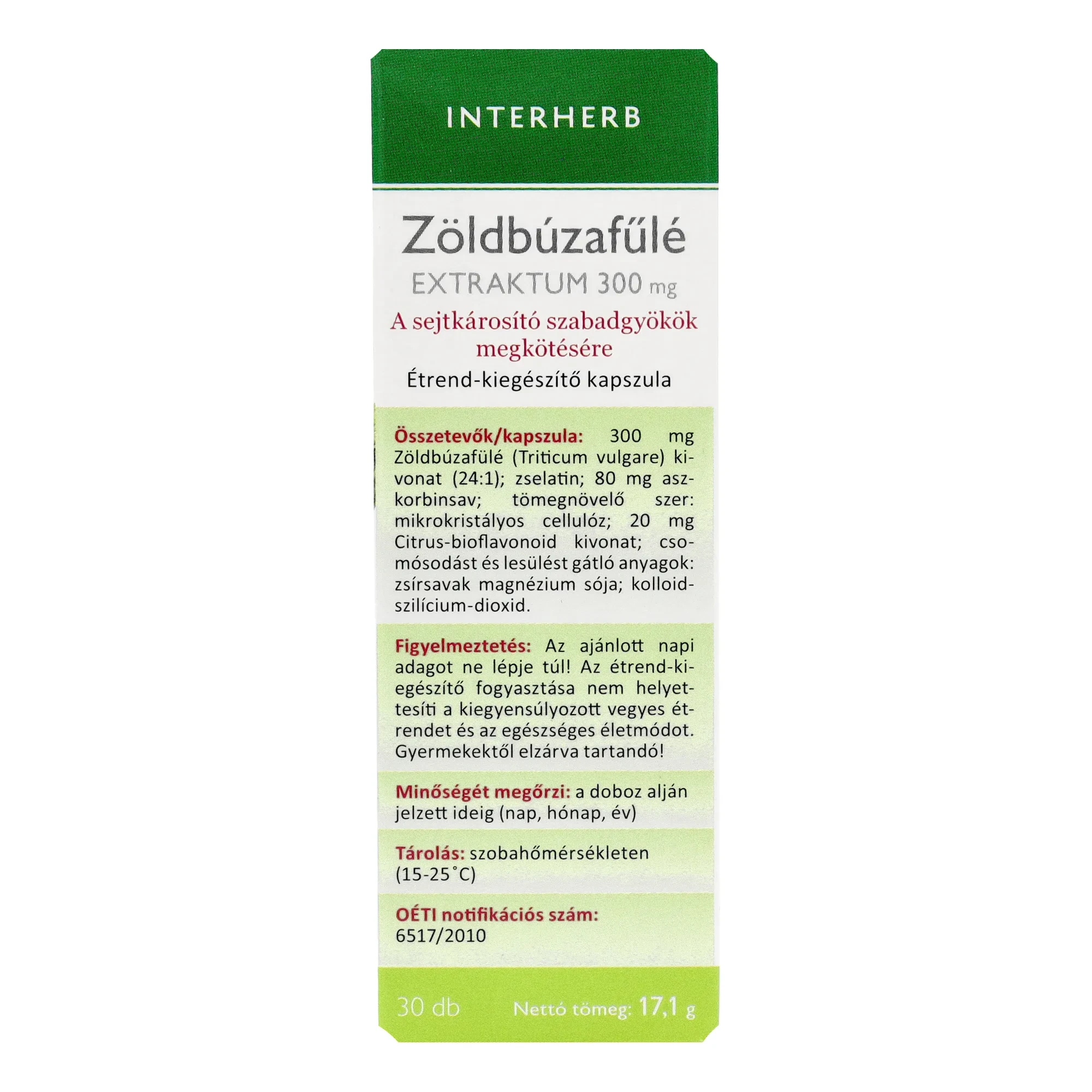Interherb NAPI1 Zöldbúzafűlé Extraktum 30 db