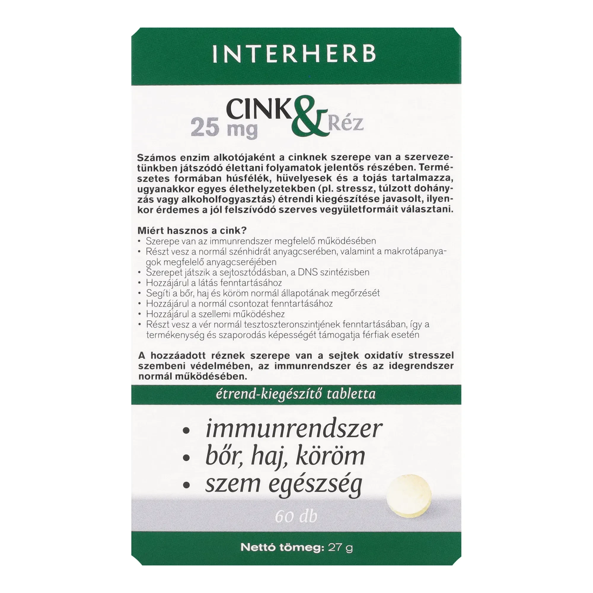 Interherb Szerves Cink és Réz 60db
