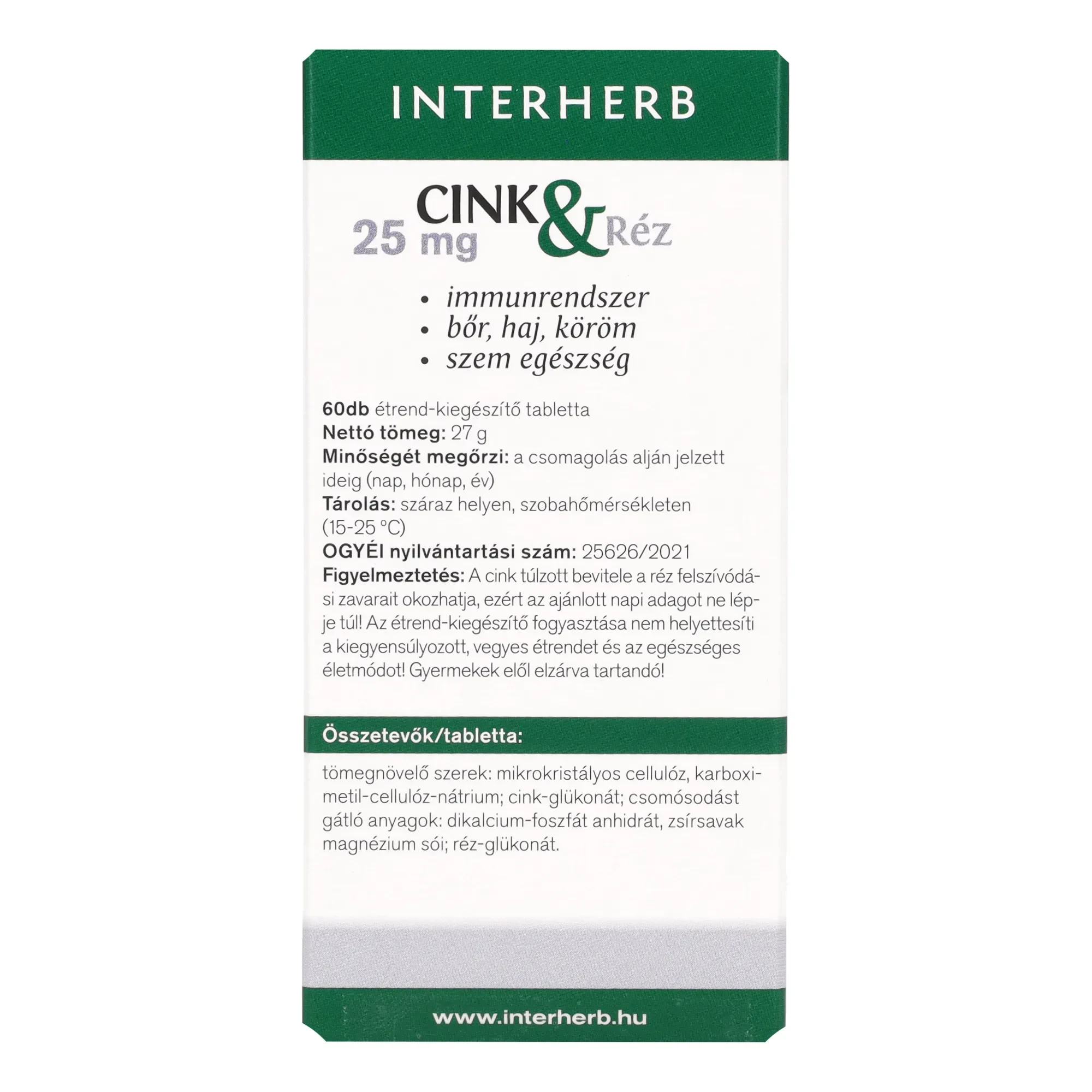 Interherb Szerves Cink és Réz 60db