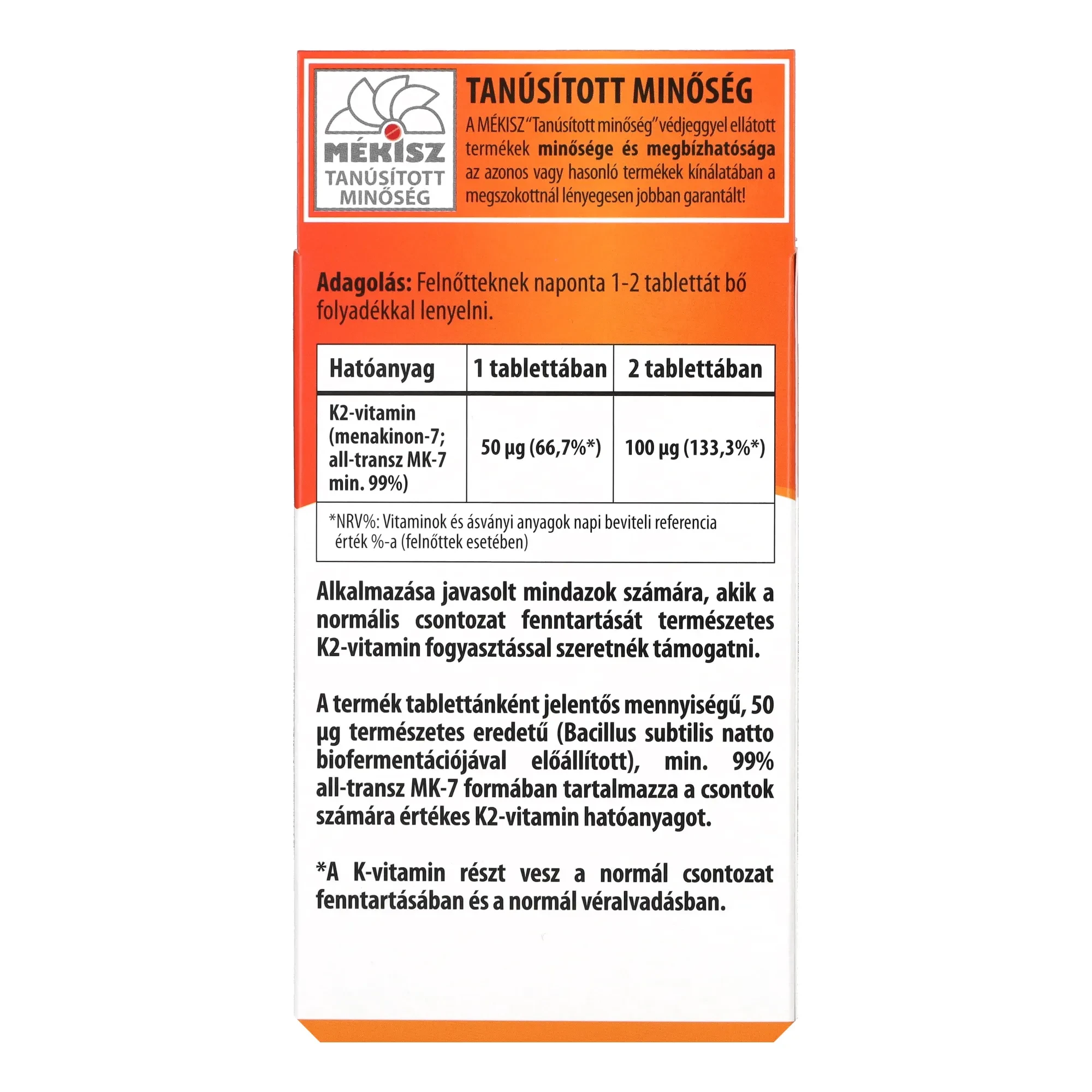 BioCo K-2 vitamin MegaPack tabletta 50mcg 90db