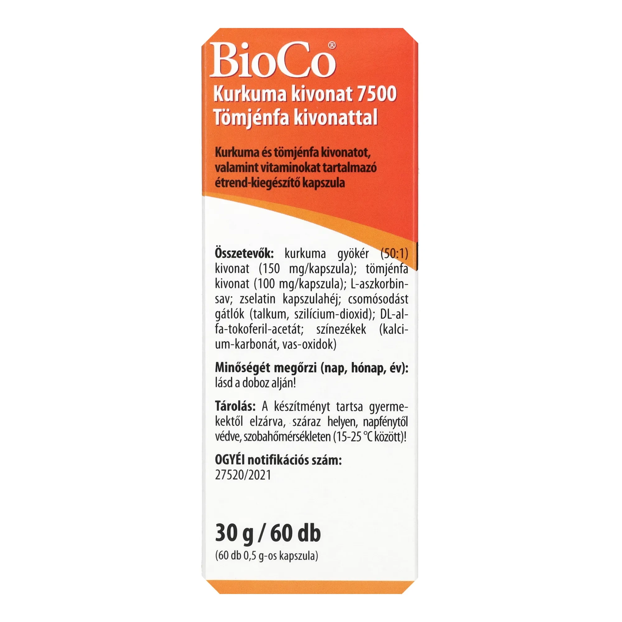 BioCo Kurkuma kivonat 60db 7500mg