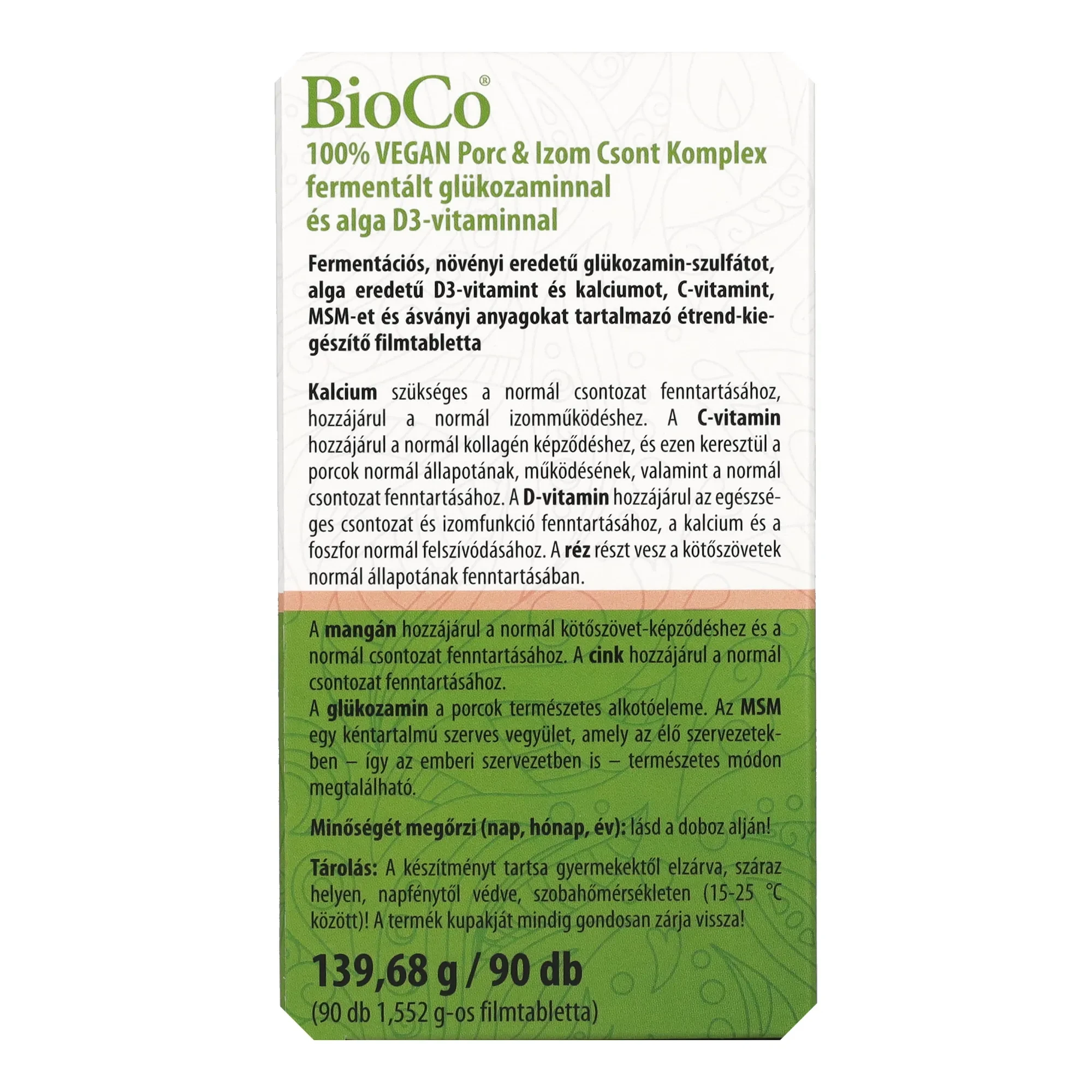 BioCo 100% VEGAN Porc & Izom Csont komplex 90db