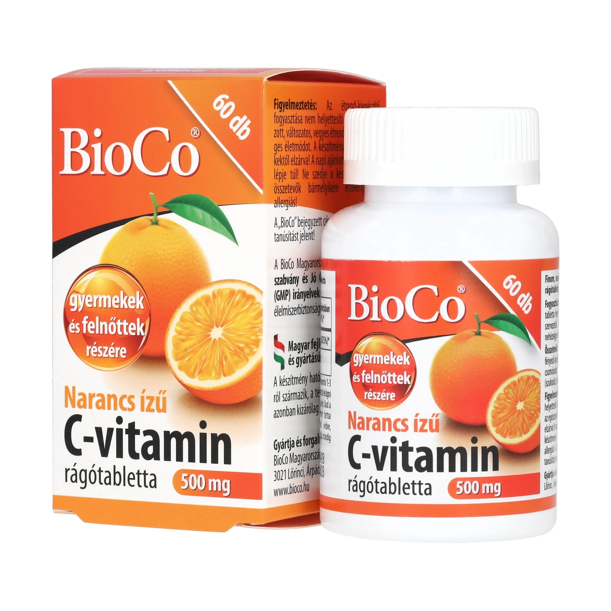 BioCo Narancs ízű C vitamin 500mg rágótableta 60db
