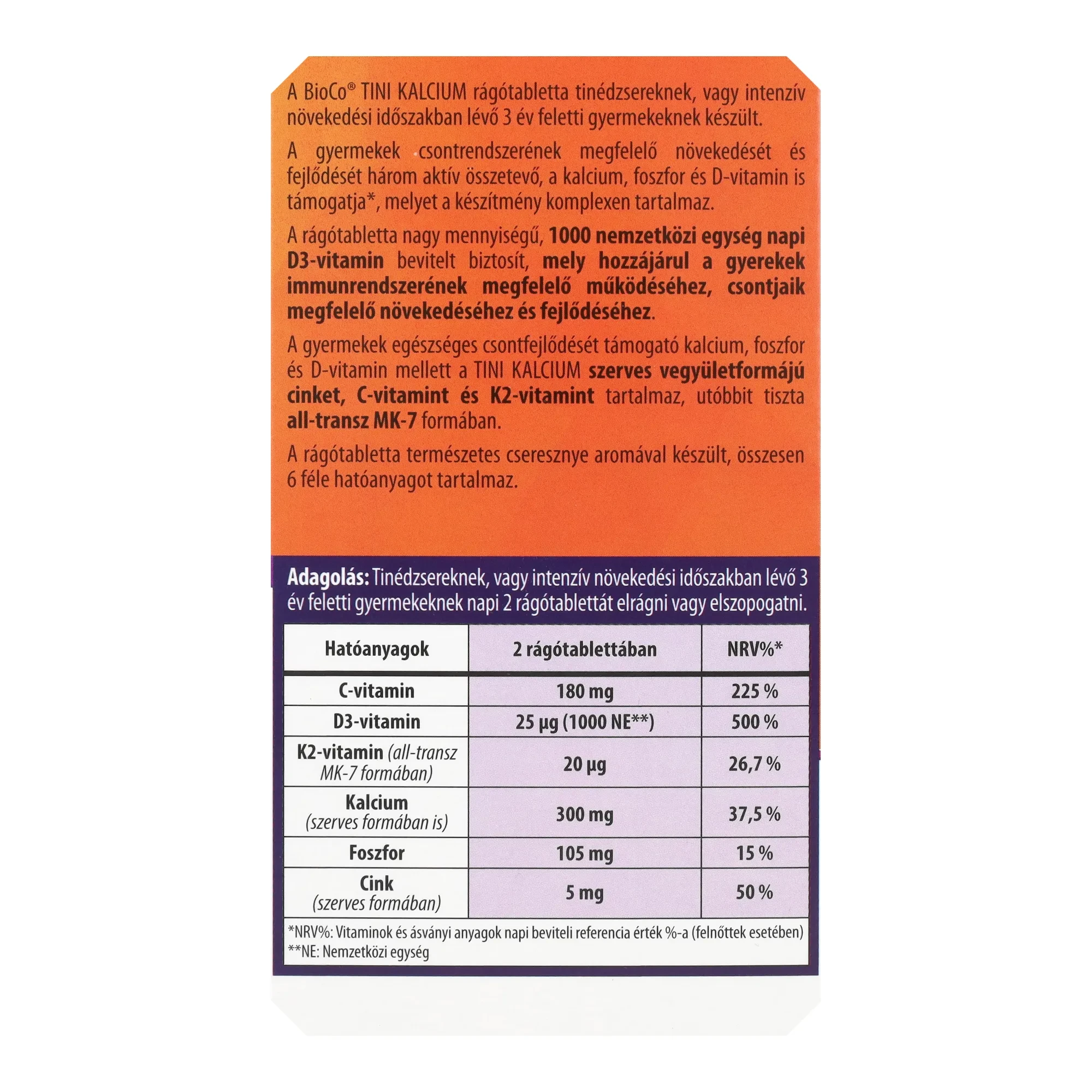 BioCo Tini Kalcium rágótabletta 90 db