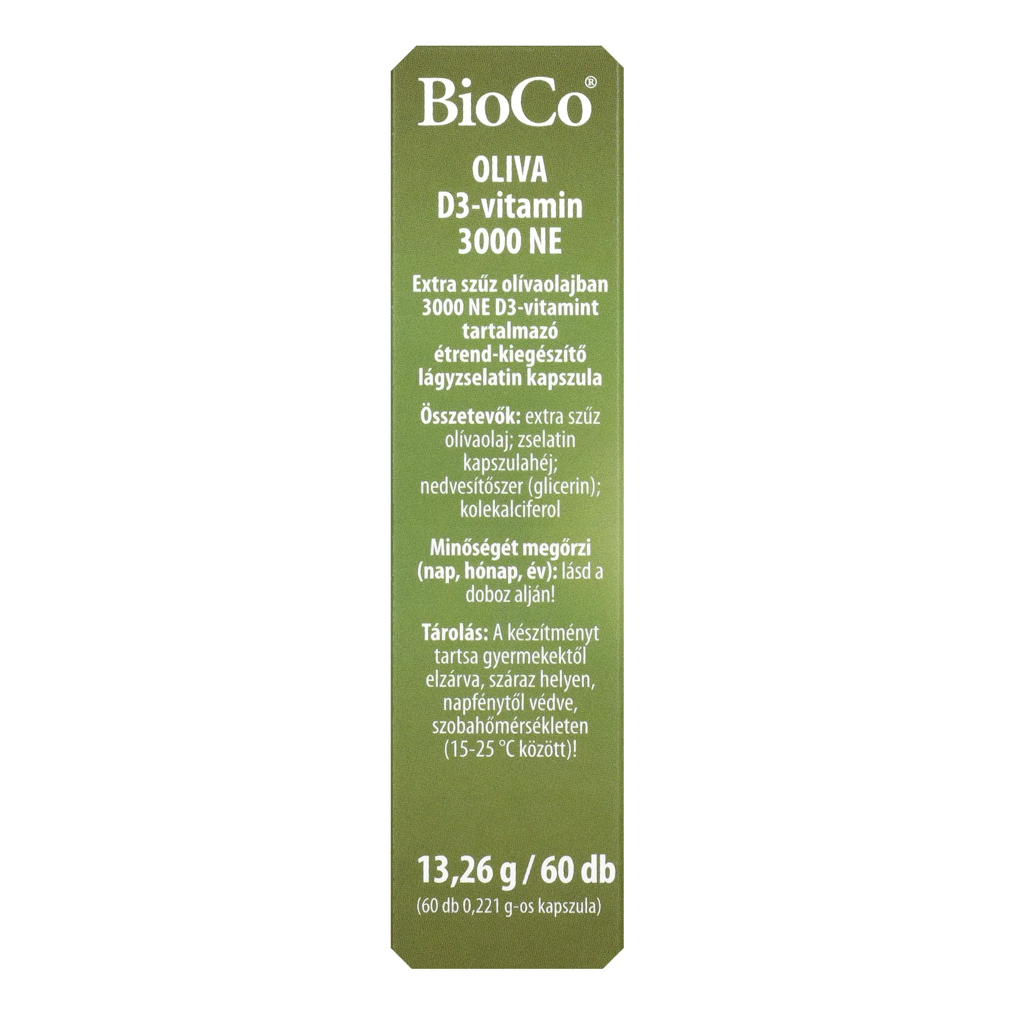 BioCo OLIVA D3-vitamin 3000 NE lágyzselatin kapszula 60 db
