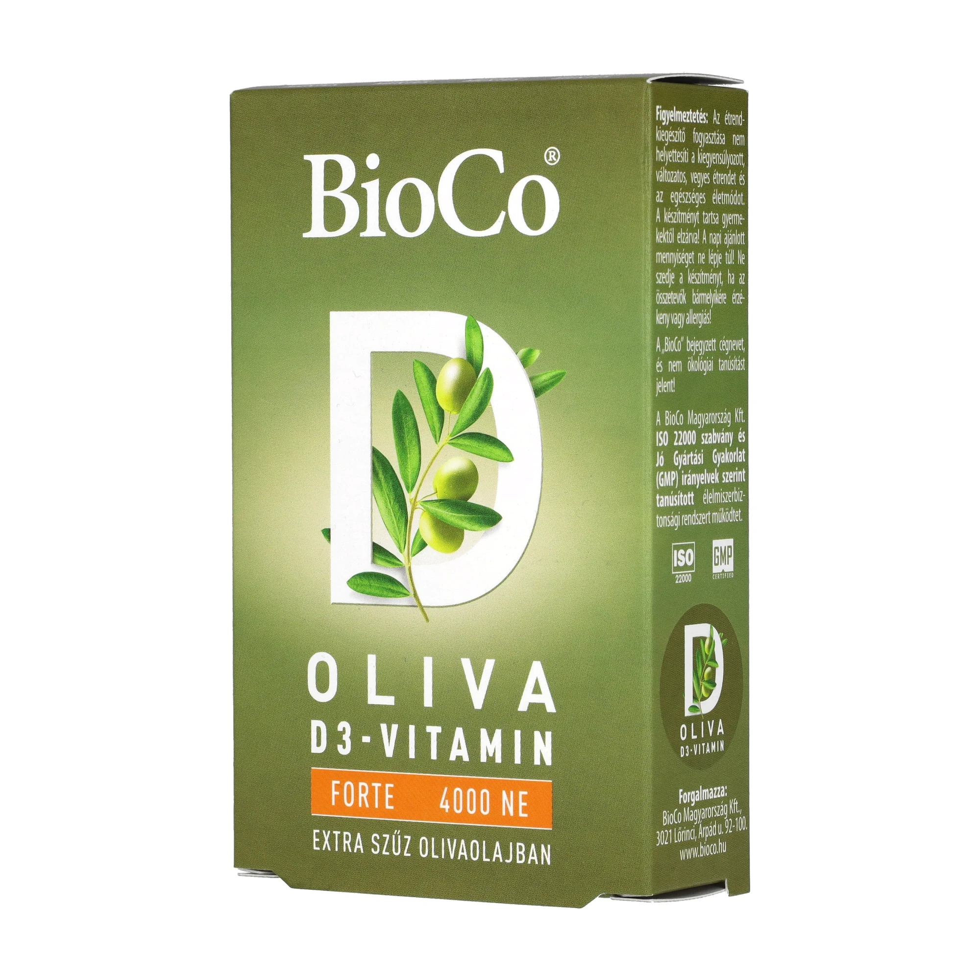 BioCo OLIVA D3-vitamin FORTE 4000 NE lágyzselatin kapszula 60 db
