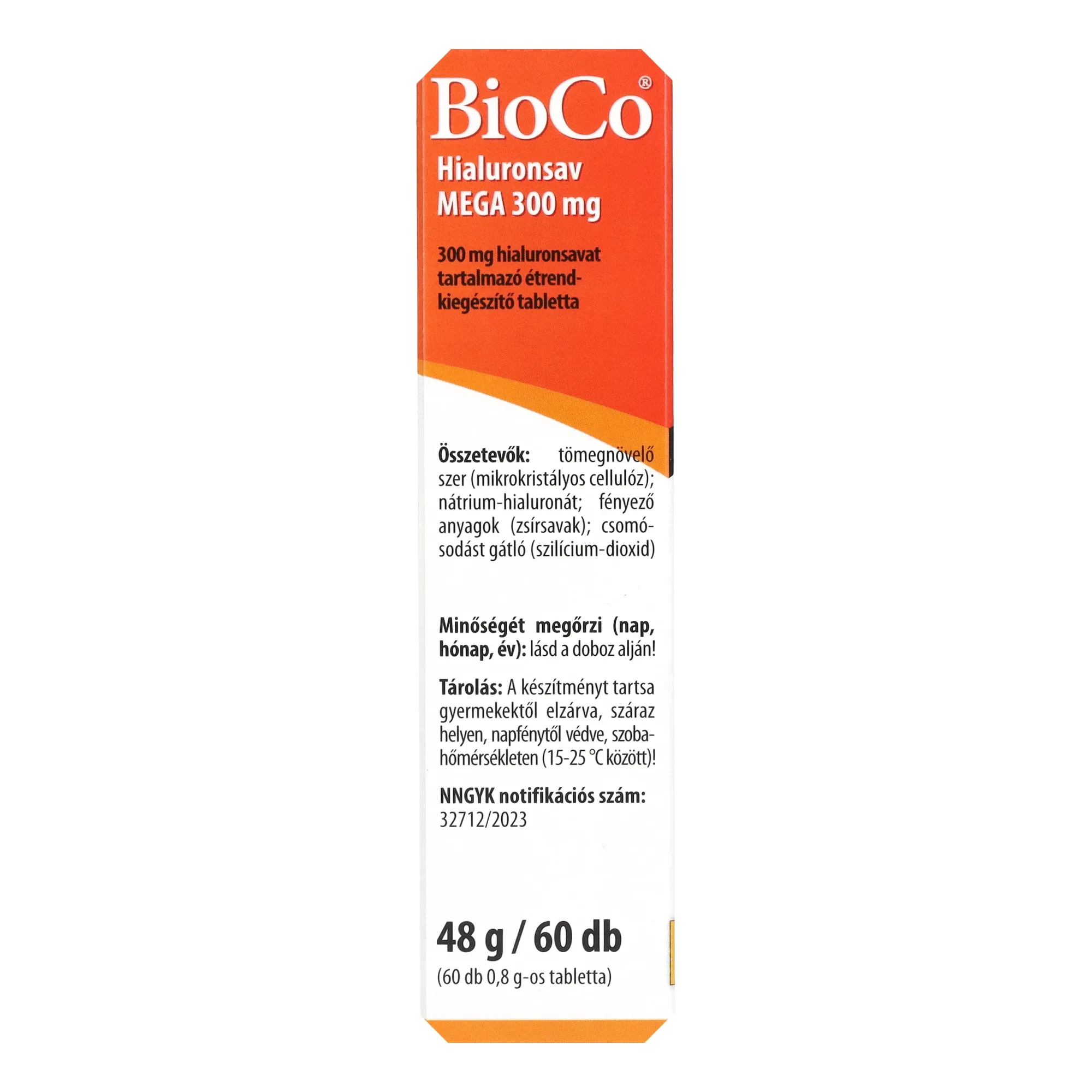 BioCo Hialuronsav MEGA 300 mg 60 db tabletta