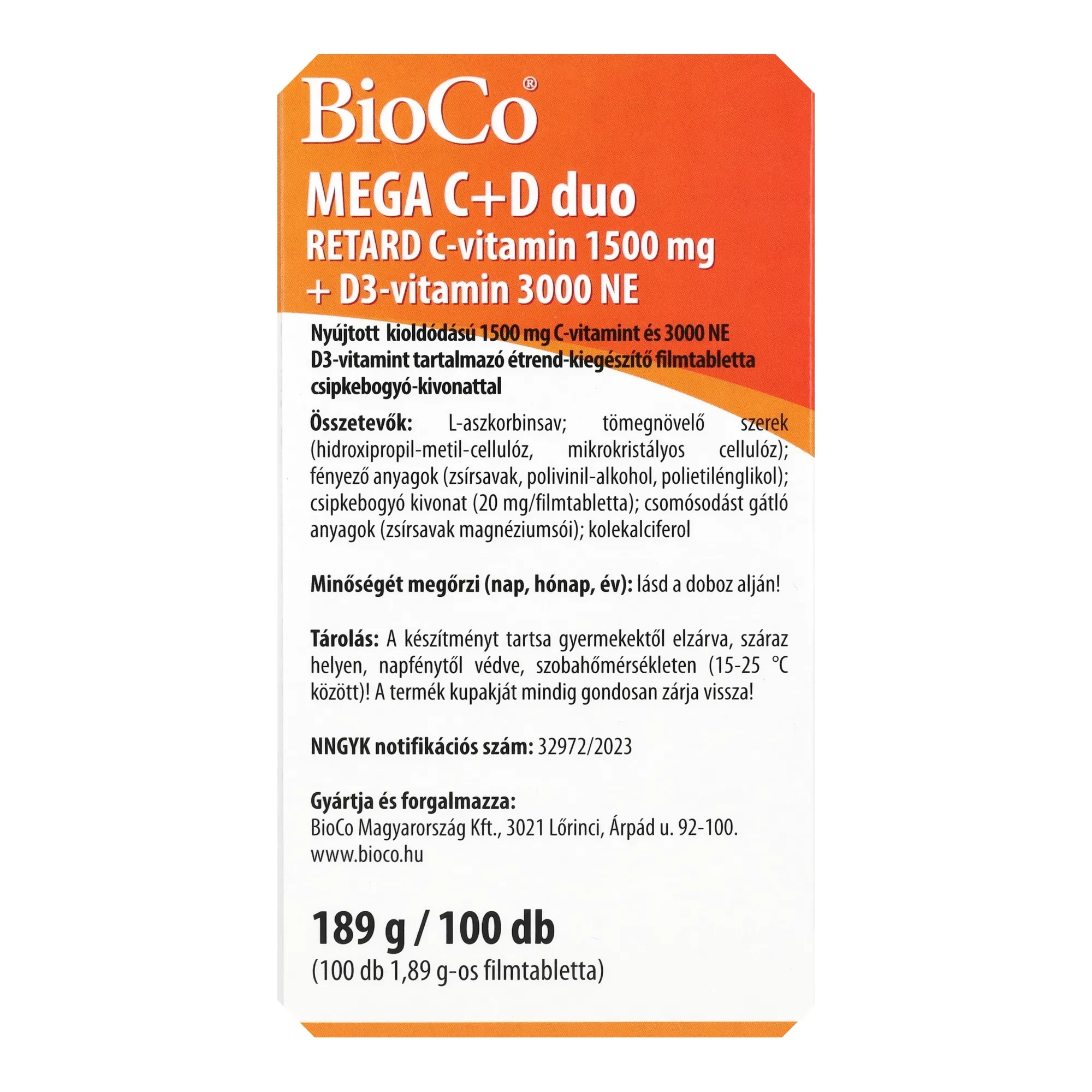 BioCo MEGA C+D duo 100 db filmtabletta