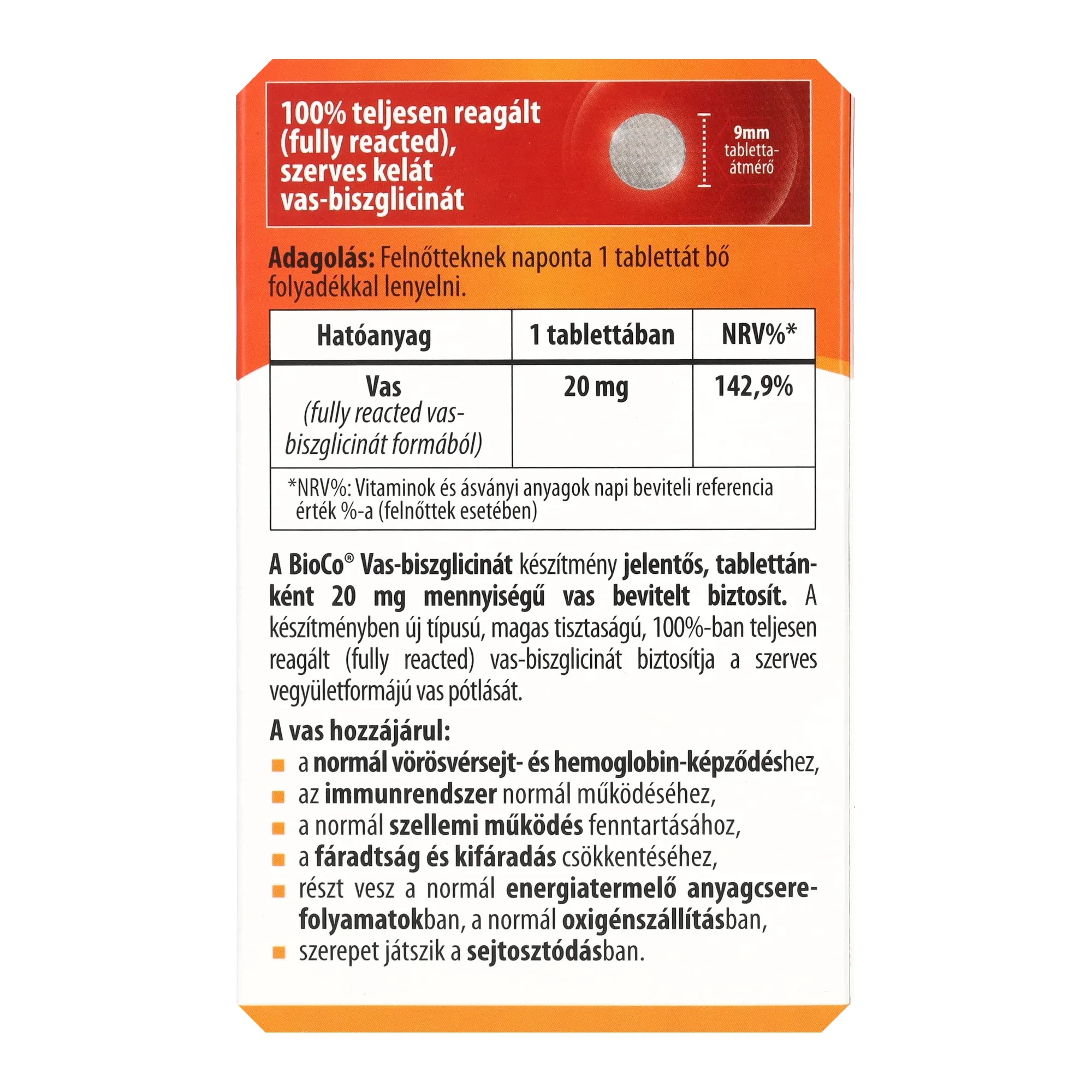BioCo Vas-biszglicinát 20 mg tabletta 60 db