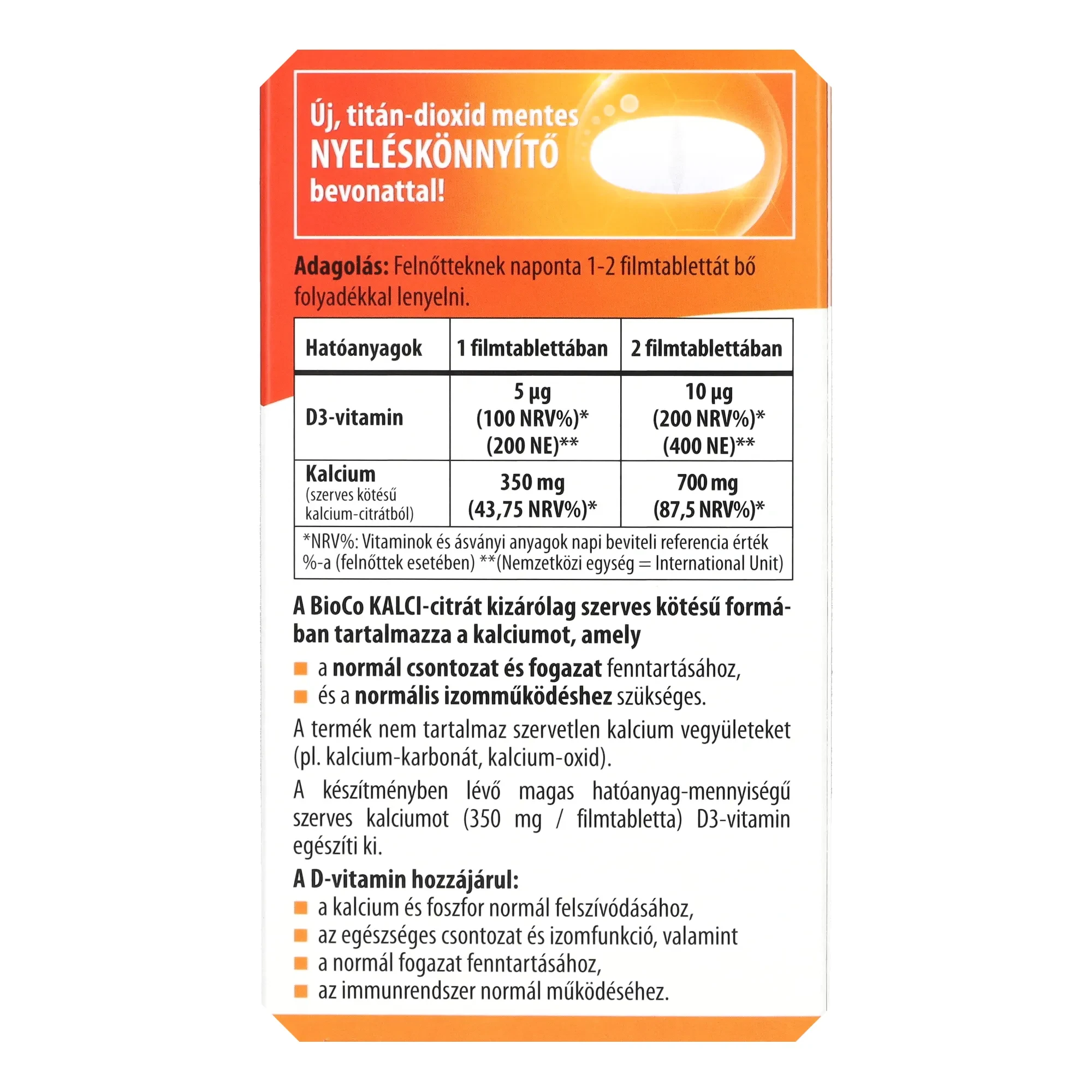 BioCo Kalci-citrát+D3-vitamin 90db
