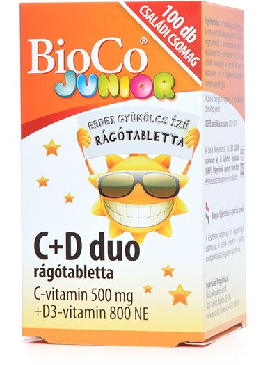 BioCo JUNIOR C+D duo családi csomag rágótabletta 100db
