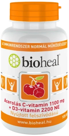 Bioheal Acerolás C-vitamin 1100 mg + D3-vitamin 2200 NE 105db