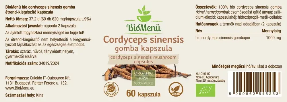 BioMenü BIO CORDYCEPS sinensis gomba kapszula 60 db