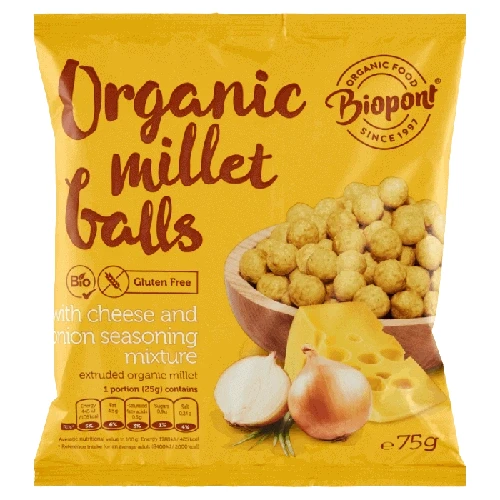 Extrudált kölesgolyó, sajtos-hagymás BIO 75g (Biopont)