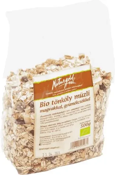 Natugold Bio tönköly müzli magvakkal, gyümölcsökkel 500g