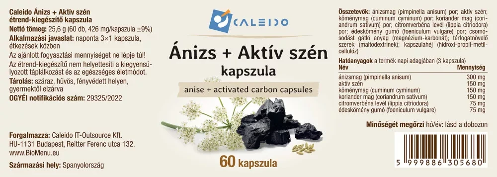 Caleido ÁNIZS + AKTÍV SZÉN kapszula 60 db