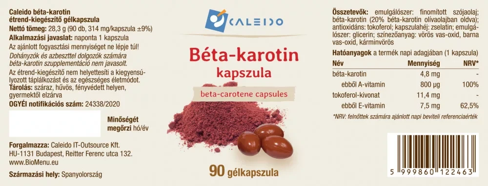 Caleido BÉTA-KAROTIN gélkapszula 90 db
