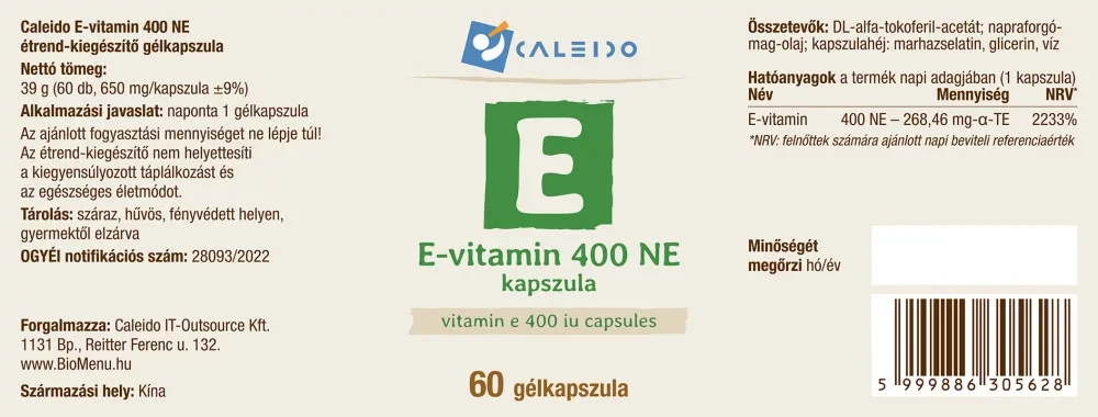 Caleido E-vitamin 400 NE gélkapszula (60 db)