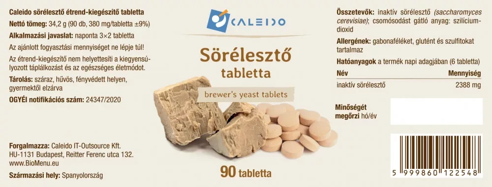 Caleido SÖRÉLESZTŐ tabletta 90 db