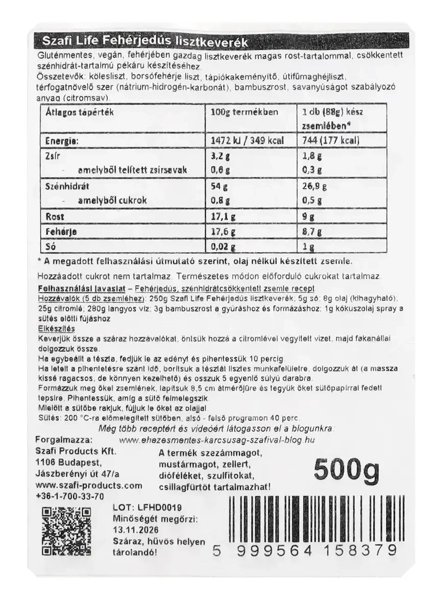 Szafi Life Fehérjedús lisztkeverék (gluténmentes) 500g