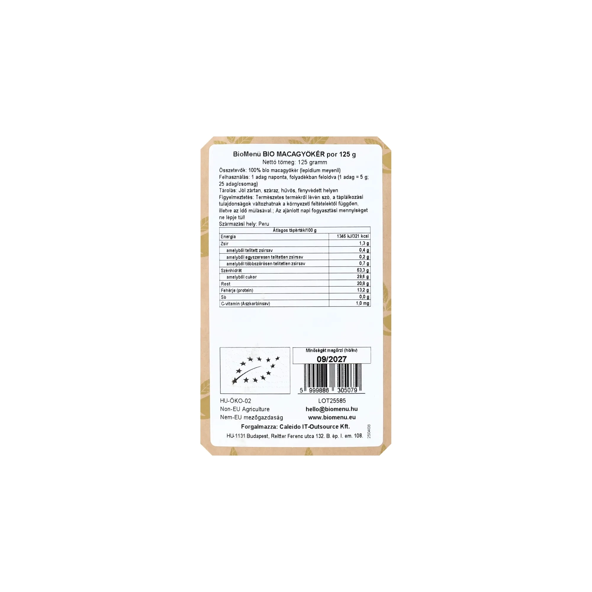 BioMenü BIo Maca-gyökér por 125g