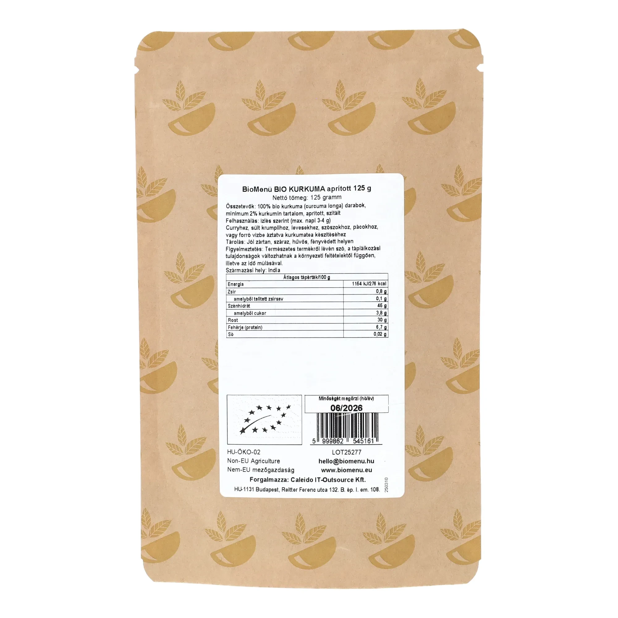 Biomenü BIO KURKUMA Aprított 125 g