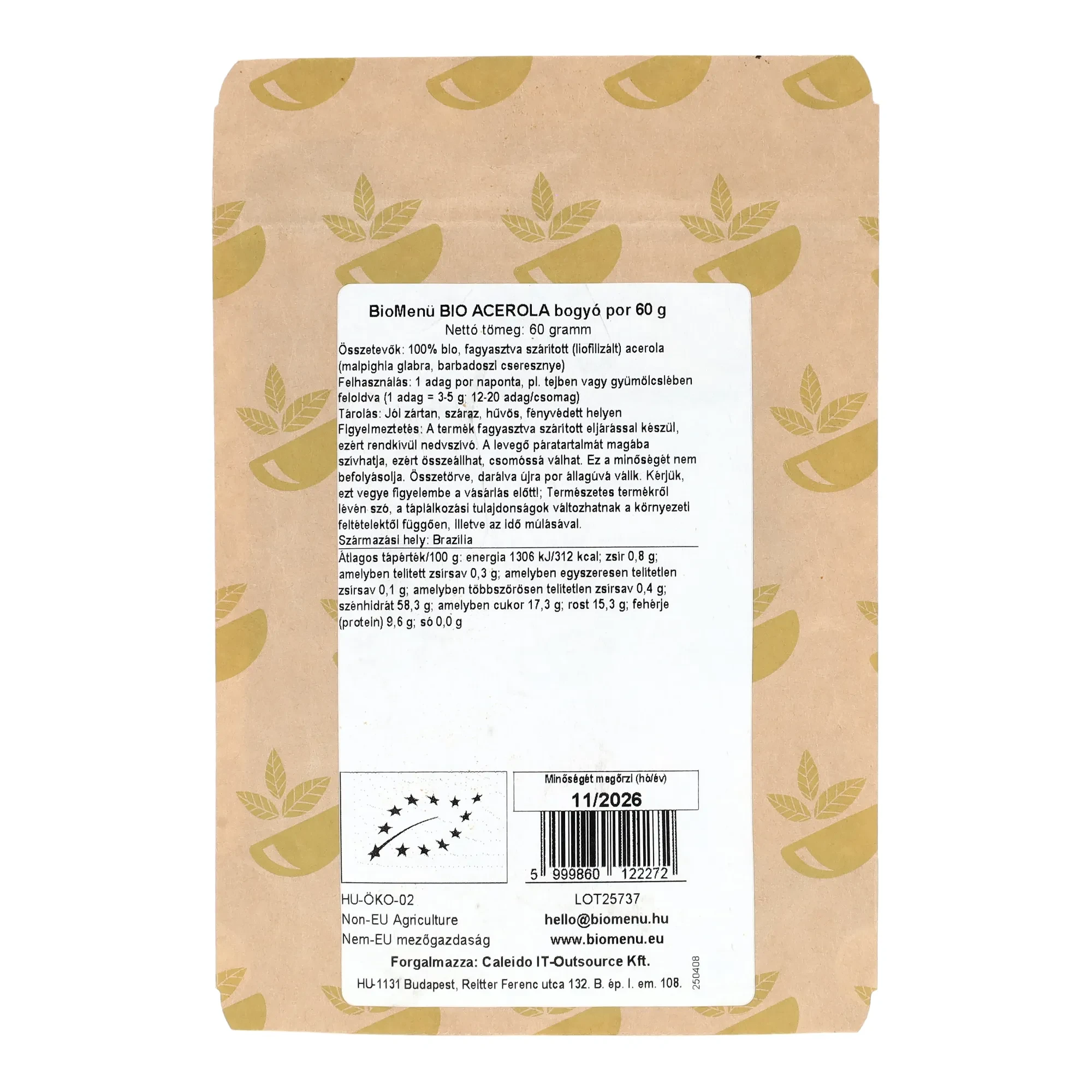 BioMenü BIO ACEROLA bogyó kivonat por 60 g