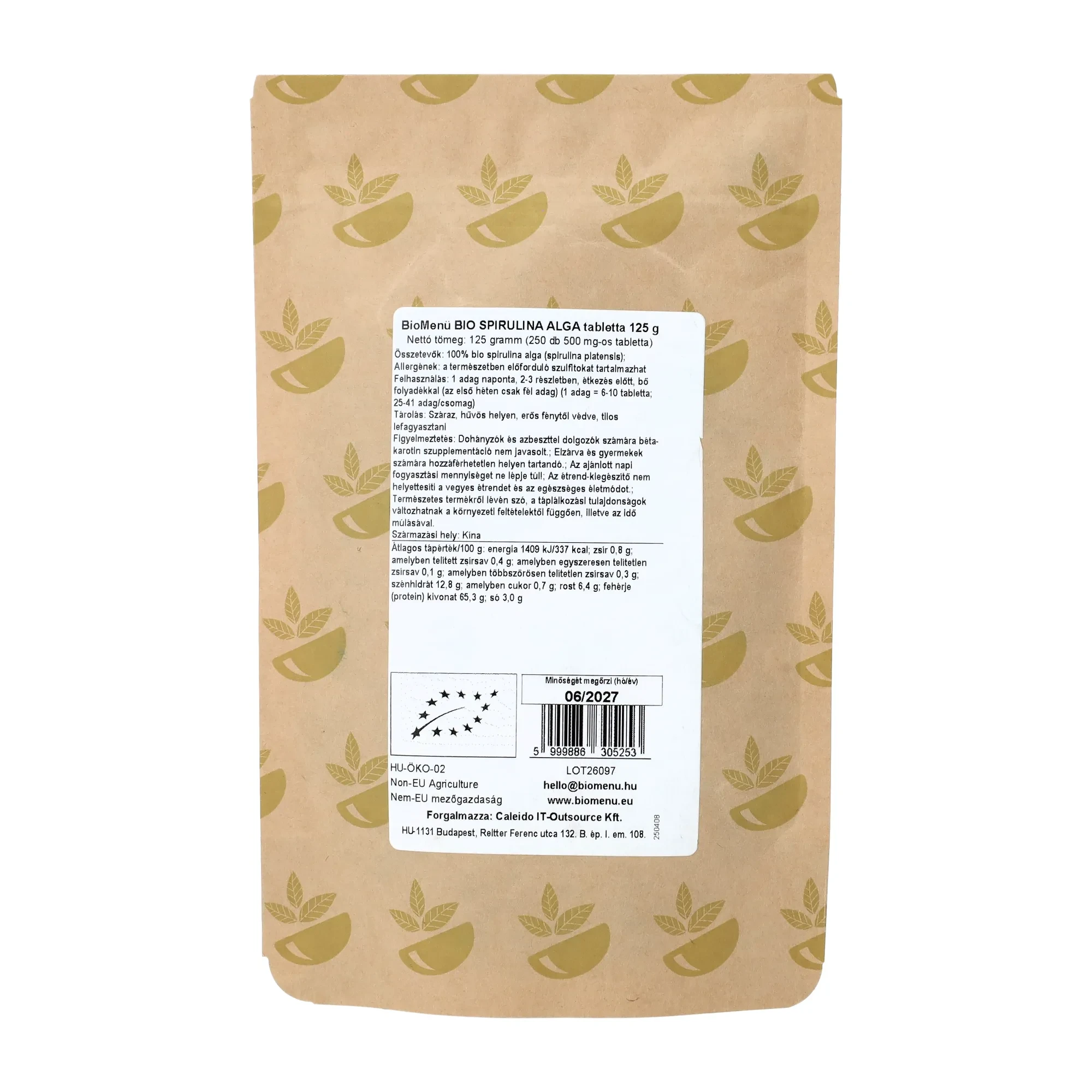 BioMenü BIo Spirulina tabletta 125g