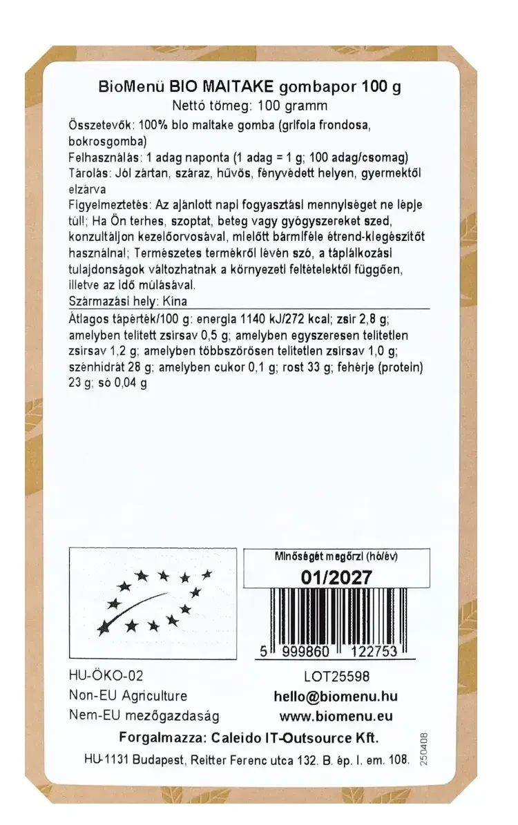 BioMenü BIO MAITAKE gombapor 100 g