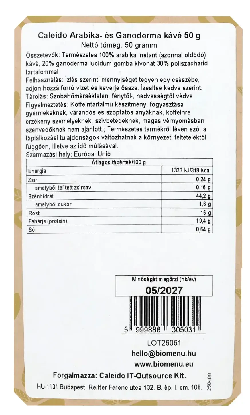 Caleido Arabika- és Ganoderma kávé 50 g