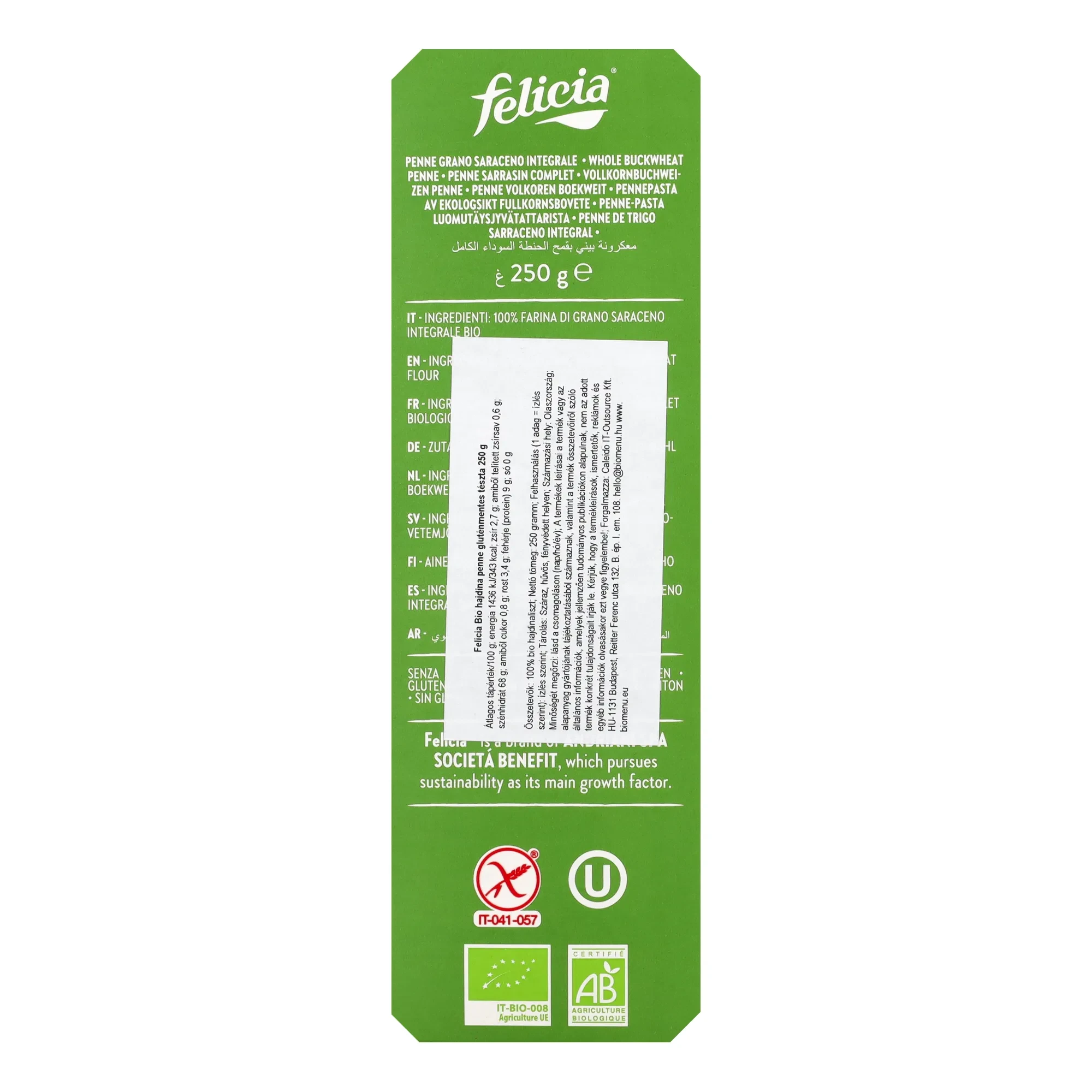 Felicia Bio hajdina penne 250g