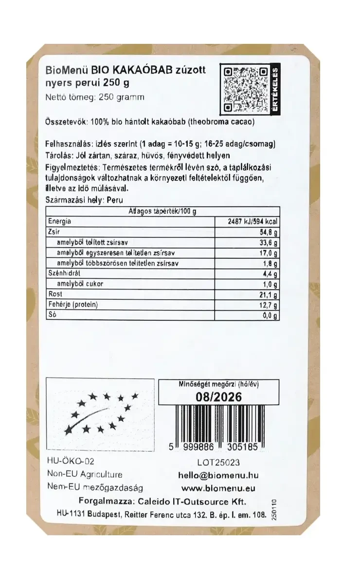 BIO KAKAÓBAB zúzott nyers perui 250 g